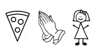 pizza, praying hands, girl